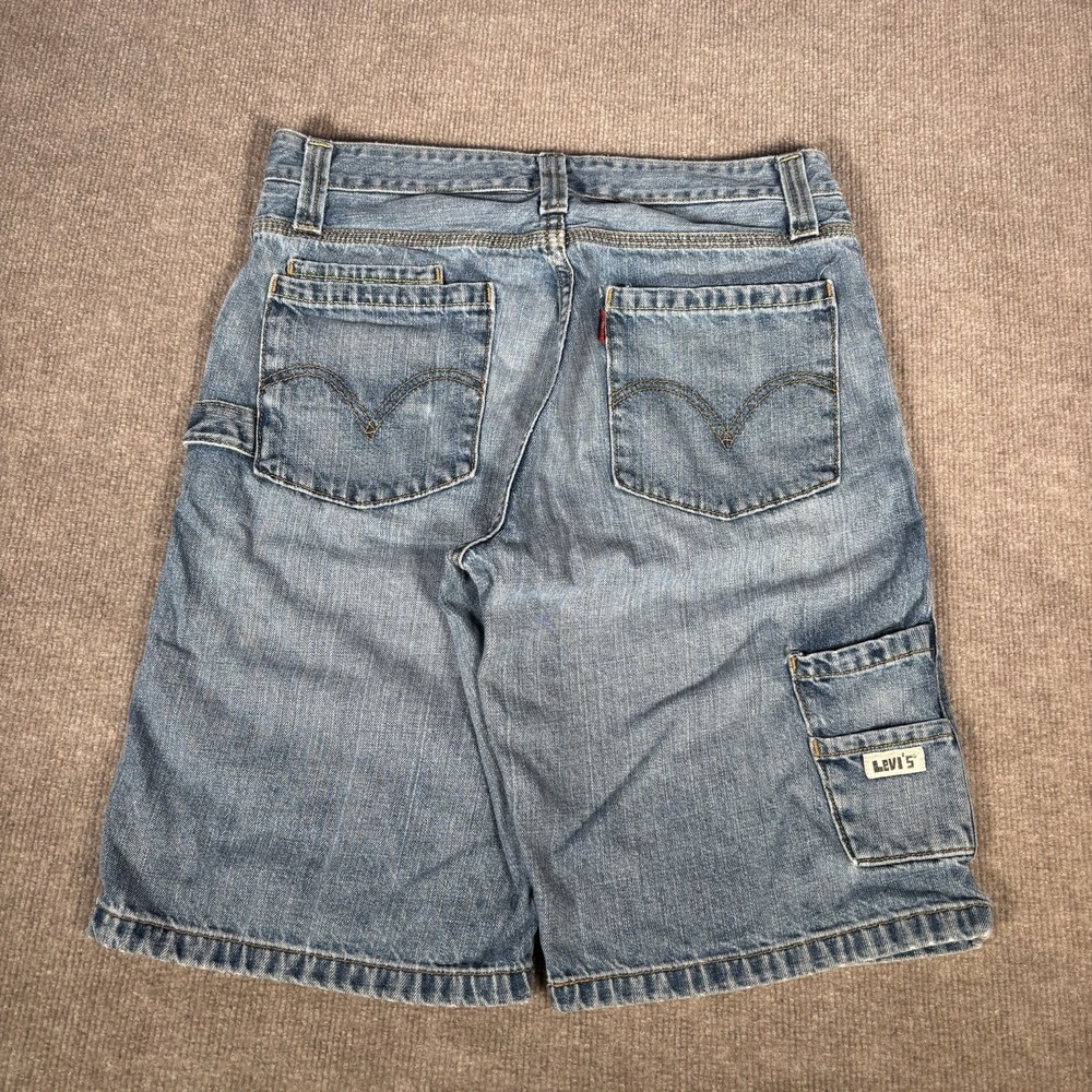 Levis Jean Shorts Youth 12 Husky W32 Light Blue Denim Carpenter Workwear Y2K‎